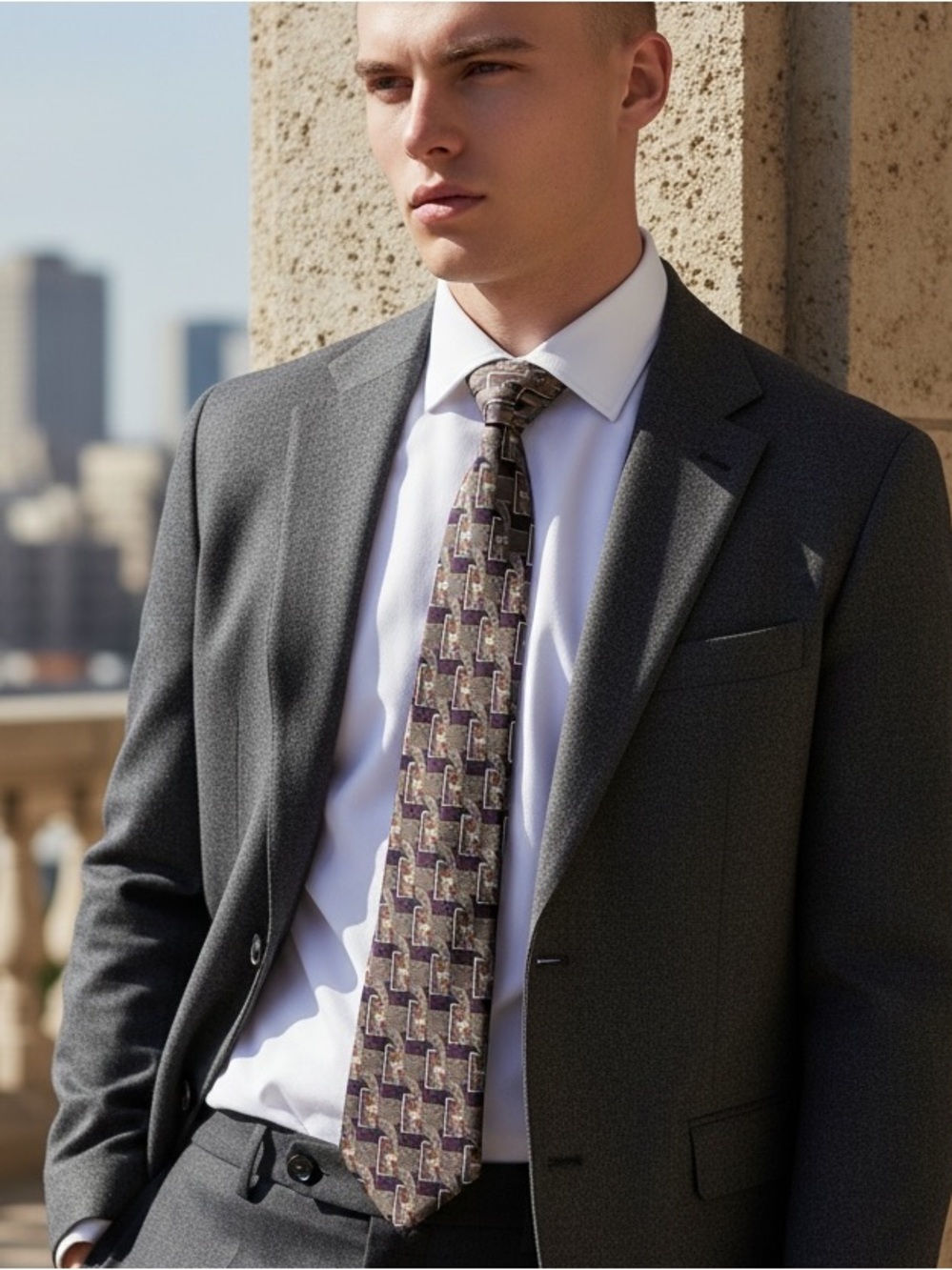 Zianetti Italian Silk Collection Geometric Pattern Tie